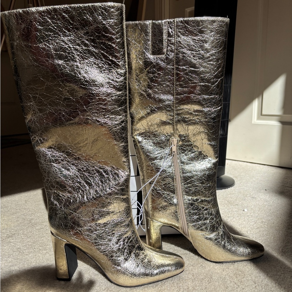 A New Day Gold Over the Knee Boots with Textured Finish